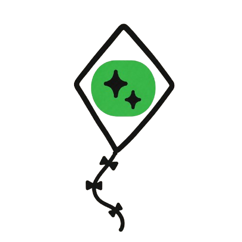 Sparkle mark inside a kite illustration